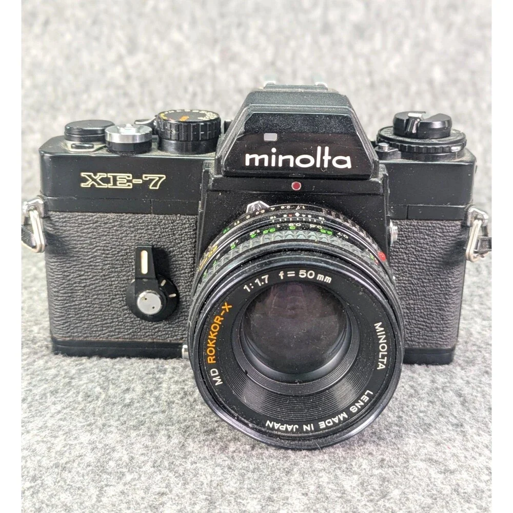 Minolta XE-7 35mm SLR Film Camera MD Rokkor-X 50mm f/1.7 VTG Japan Parts READ